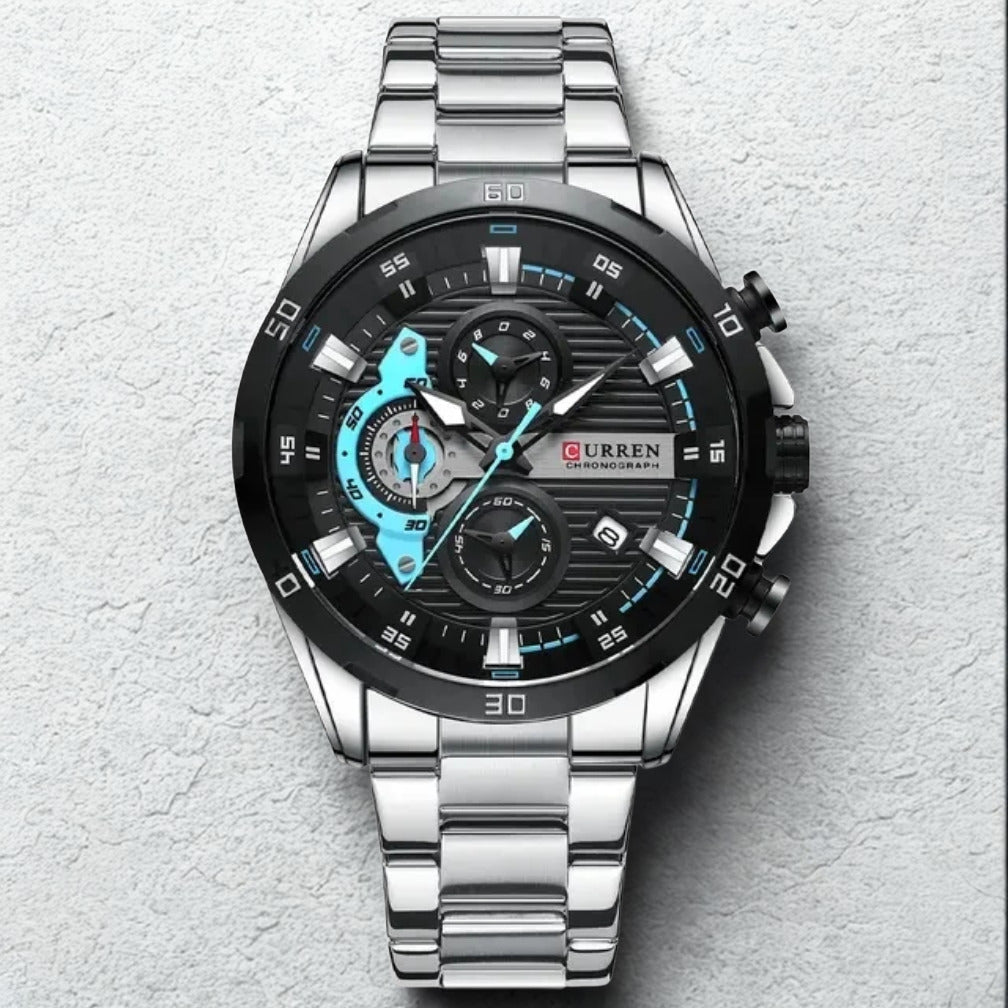 ⭐️⭐️⭐️⭐️(4,8) CURREN 8402 Chronographe Acier – Puissance & Style Moderne